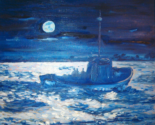 LA LUNA Oil Canvas Marine Painting