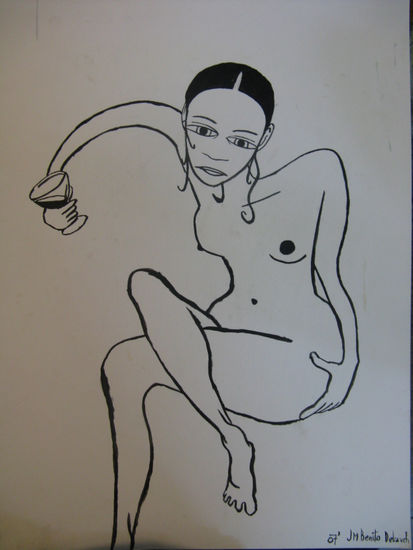 Desnuda y bebiendo Charcoal