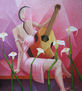 "Dama descansando con guitarra"