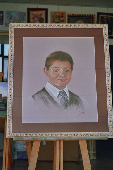 Niño al pastel Pastel Papel Retrato