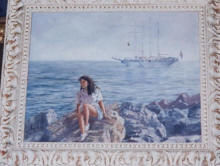 Esther en las rocas Oil Canvas Marine Painting