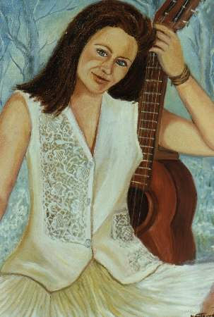 con la guitarra Oil Canvas Figure Painting