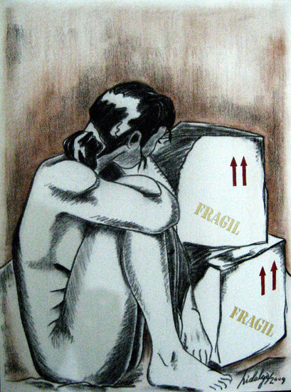 Fragil 2 Mixed media Canvas Nude Paintings