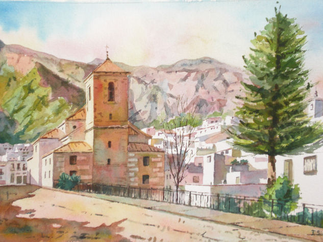 Vista de Alboloduy (Almeria) Acuarela Papel Paisaje