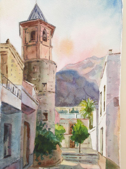 Iglesia de Huecija (Almeria) Watercolour Paper Landscaping