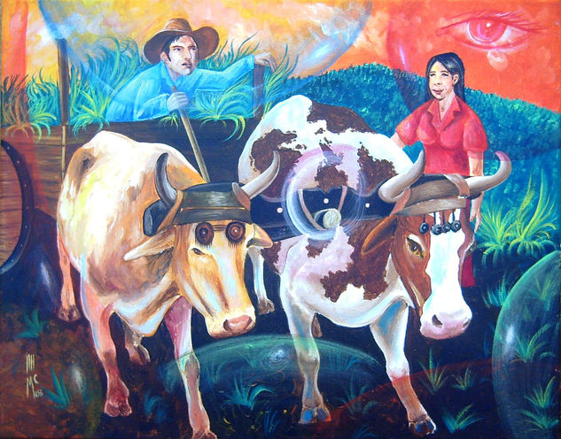 el yugo de la nostalgia. johnny mcdonald pintor hondureño contemporaneo Acrílico Lienzo Paisaje