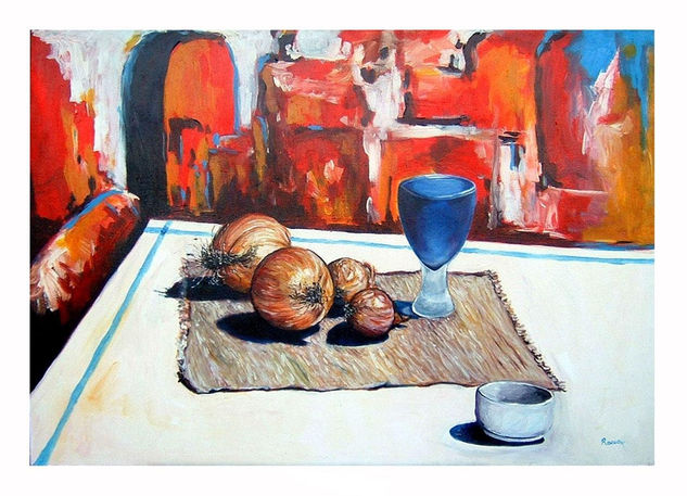 La copa Azul Acrylic Textile Still Life Paintings