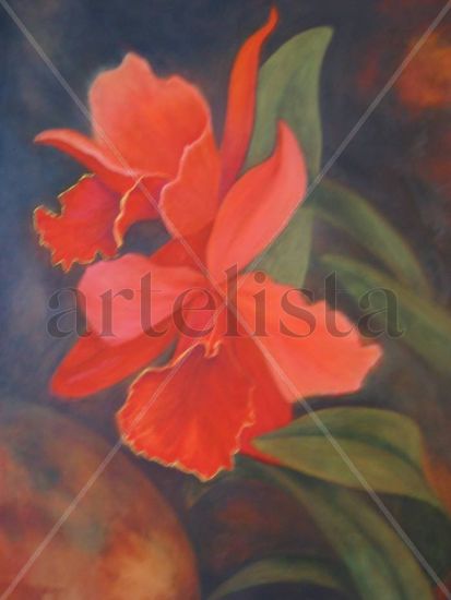 De la serie ORQUIDEAS Oil Canvas Floral Painting