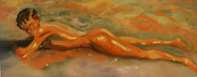 baño Mixed media Canvas Nude Paintings