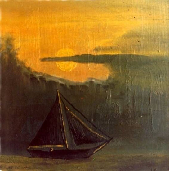 R007.¿QUÉ  HABRÁ MAS ALLÁ?,1976 Oil Panel Marine Painting