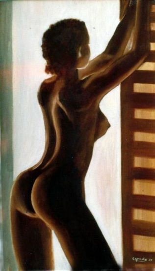 R011.MUJER DE COLOR,1977 Óleo Tabla Desnudos