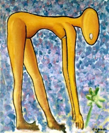 R014.LA BELLA JARDINERA,1977 Mixed media Canvas Figure Painting