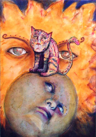 entre el sol y la luna Watercolour Paper Figure Painting