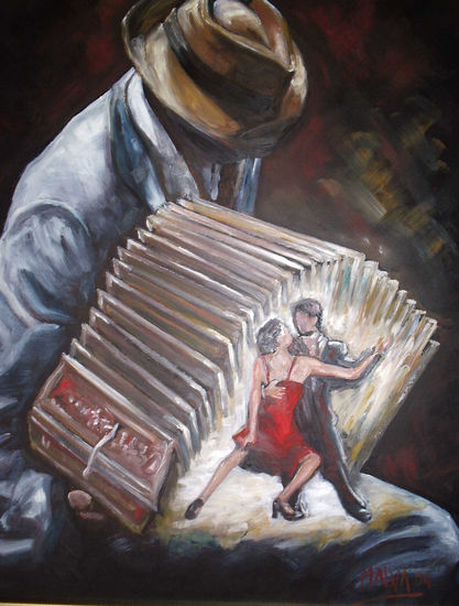 TANGO Óleo Tabla Figura