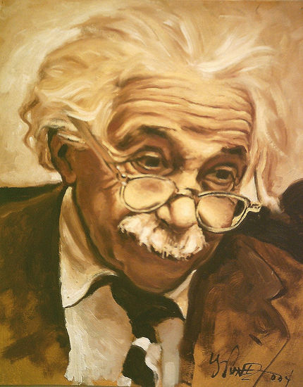 Albert  Einstein Oil Card Portrait