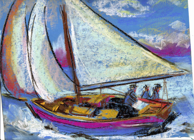 velero Pastel Card Marine Painting