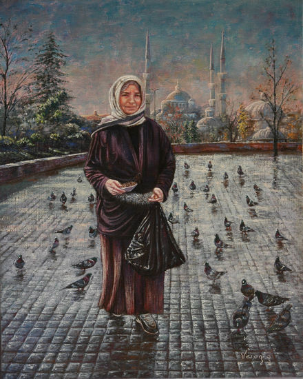 La vendedora de semillas Oil Canvas Figure Painting