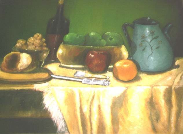 bodegon con nuece y frutas