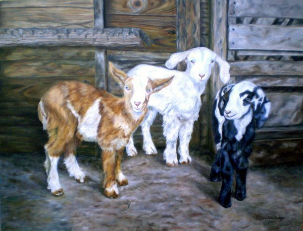 Los pequeñines de la casa Oil Canvas Animals