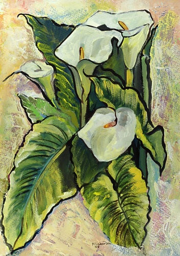 Lirios blancos Oil Canvas Floral Painting