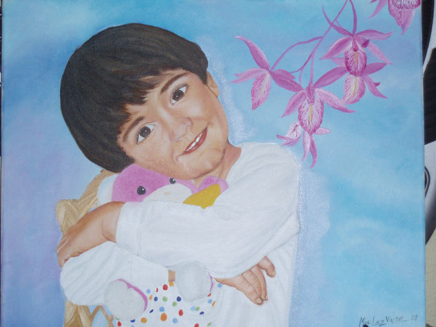 UNA SONRISA.... Oil Canvas Portrait