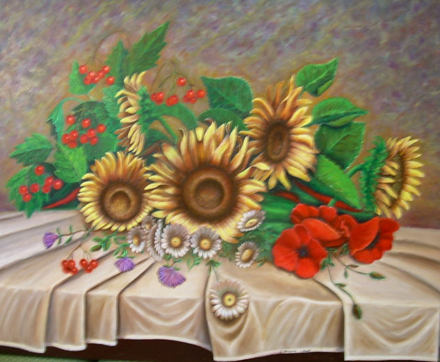 Bodegon Girasoles Oil Canvas Landscaping