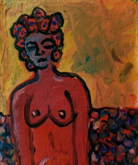 R079.MUJER DESNUDA,1985 Acrylic Panel Nude Paintings