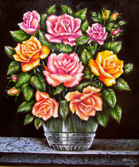 Les Roses Oil Canvas Floral Painting