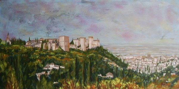 La Alhambra desde el Sacromonte Oil Panel Landscaping