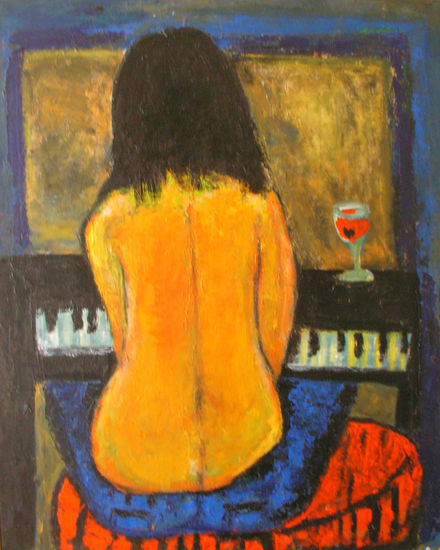 La pianista Oil Textile Nude Paintings