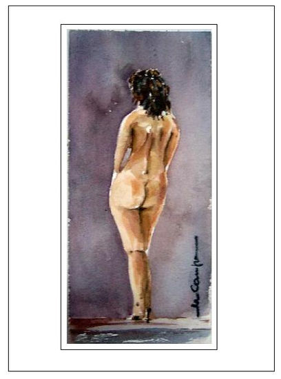 mujer de espaldas Watercolour Paper Nude Paintings