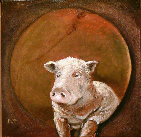 LECHON Óleo Lienzo Animales