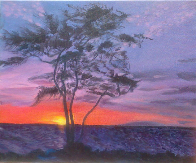 Pino al Atardecer Acrylic Canvas Marine Painting