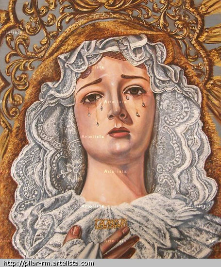 VIRGEN DEL AMOR Oil Canvas Portrait