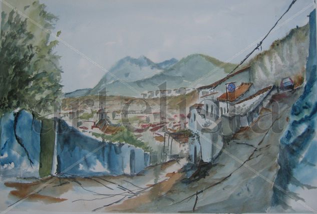 Ubrique, Calvario Alto Acuarela Papel Paisaje