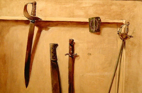 Caja, espadas e insignia