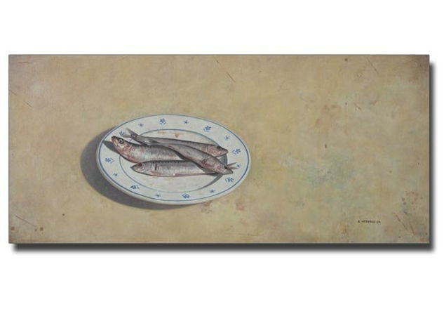 Sardinas Oil Panel Still Life Paintings