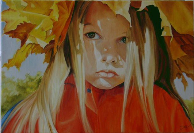 Princesita de otoño Oil Canvas Portrait