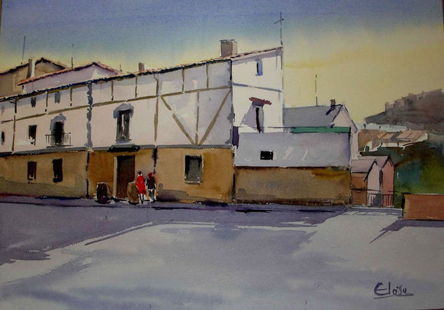 Casa con barricas. Watercolour Paper Landscaping