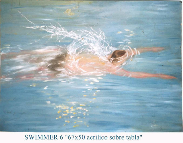 SWIMMER 6 Acrylic Panel Figure Painting