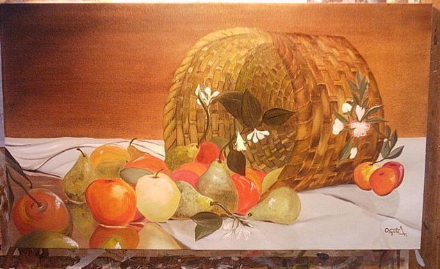 Canasto y Flor de Pera Oil Canvas Still Life Paintings