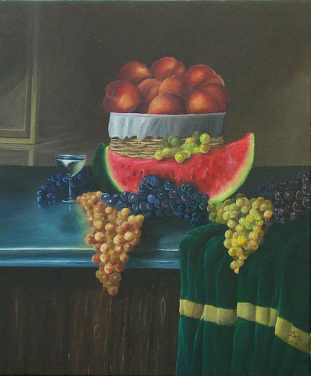 Frutas sobre barra. Oil Canvas