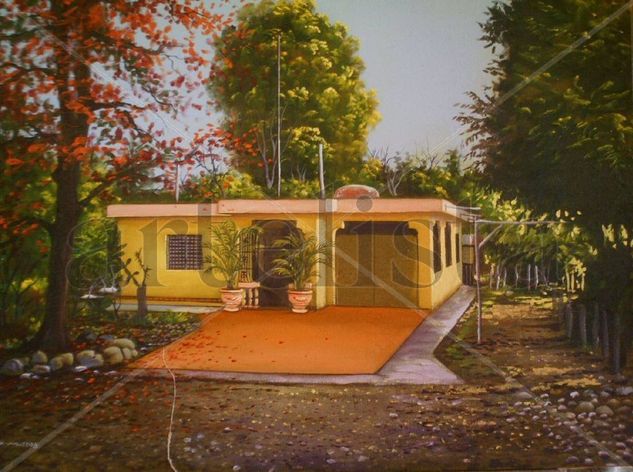 casa  en  el  campo Oil Canvas Landscaping