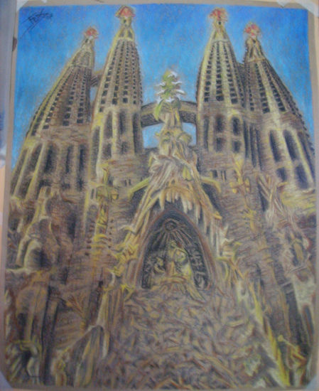 Sagrada familia Pastel Card Landscaping