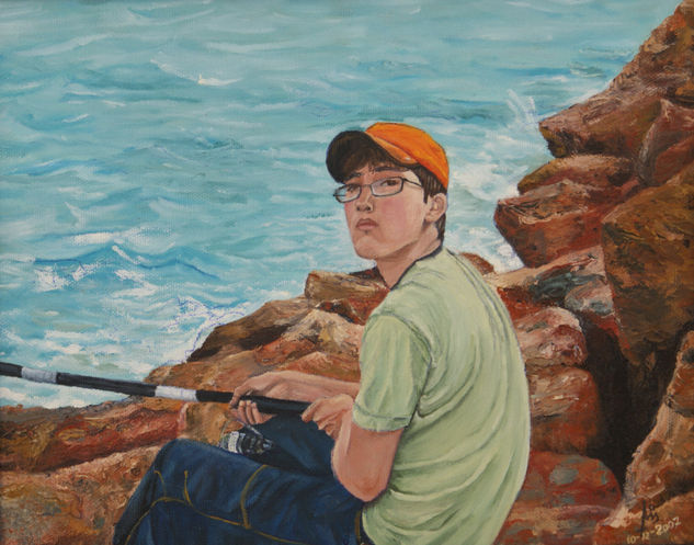 Pescando2 Oil Canvas Portrait