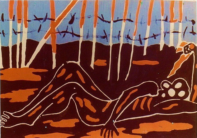 NO TODOS LOS CAMPOS DAN FRUTO..1976 Gouache Cartulina Figura