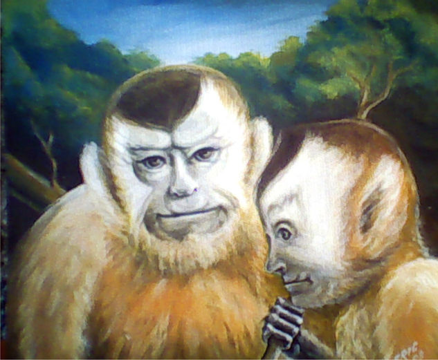 Pareja de Capuccino Oil Panel Animals