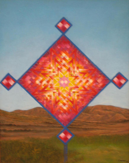 Serie "Ojos de Dios" (Huicholes) Oil Panel Landscaping