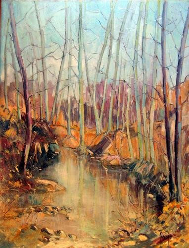 Fluvia invierno Vall d en Bas (Girona) Oil Canvas Landscaping