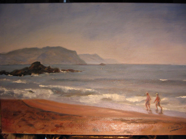 atardecer en la playa Oil Canvas Landscaping